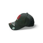 Black Sports Cap with Red Embroidered Logo | Adjustable Athletic Hat | UV Protection | Ideal for Outdoor Activities