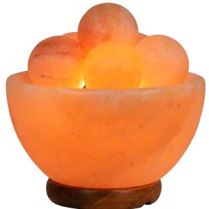 Himalayan Salt Lamp Fire Bowl with Pink Salt Balls (2-3Kg) - 100% Crystal Rock Salt on Handcrafted Wooden Base for Aromatherapy