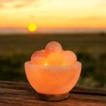 Himalayan Salt Lamp Fire Bowl with Pink Salt Balls (2-3Kg) - 100% Crystal Rock Salt on Handcrafted Wooden Base for Aromatherapy