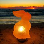 Hand-Carved Himalayan Rabbit Shape Salt Lamp - 3/4kg | Natural Air Purifier & Soothing Night Light