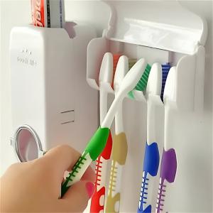 Hands-Free Toothpaste Dispenser & Brush Holder Combo