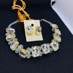 Crystal White Stones Choker Necklace & Earrings Set (Premium Quality)