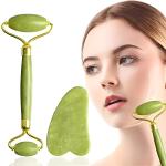 Natural Stone Jade Roller and Gua Sha Set - Enhance Your Facial Beauty Routine with Ancient Techniques