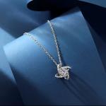 Steel Color Four Leaf Clover Necklace with Diamonds (with Box)