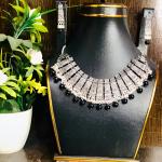 Black Pearl Silver Choker with Drop Earrings (Latest Style)