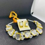 Crystal White Stones Choker Necklace & Earrings Set (Premium Quality)