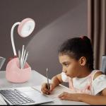 Led Table Lamp Usb Rechargeable Flexible Desk Lamp With Pen Holder Cute Dormitory Eyes Protection Reading Light Bedside Lamp (random Color)