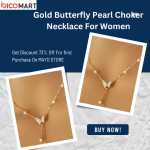 Gold Butterfly Pearl Choker Necklace