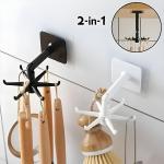 Rotating Sticking Hook Kitchen Tools Spoon Holder Stand 360 Degrees Rotated Punch