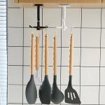 Rotating Sticking Hook Kitchen Tools Spoon Holder Stand 360 Degrees Rotated Punch