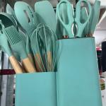 19 Pcs Silicon Cooking & Knife Set (random Color)