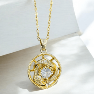 Gold Plated Circle Pendant Locket, Stainless Steel