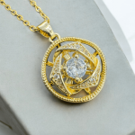 Gold Plated Circle Pendant Locket, Stainless Steel