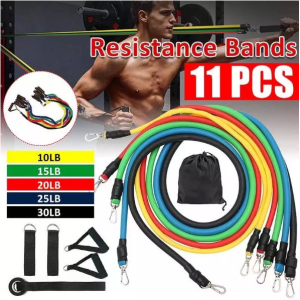 11(PCS) Power Exercise Resistance Band Set 5 In 1 Fitness  Men And Women