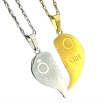 Stainless Steel Gold Silver Half Heart 2 Necklace Partner Gift