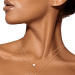 Mystigrey Victoria 18K Gold Plated Dual Necklace for Girls and Women with Two Strands V and Solitary Cubic Zirconia