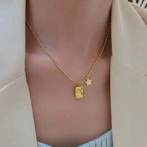 Checker Pendant Necklace