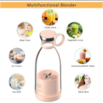 Portable And Electric Blender Bottle Juicer For Shakes And Smoothies, Mini Juicer Bottle For Traveling (Multicolour) USB Chargeable Juicer Blender6 Blades 380ml