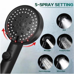 5 Modes Adjustable Shower Head High Pressure Water Saving Shower One-Key Stop Water Massage Shower Head For Bathroom Accessories