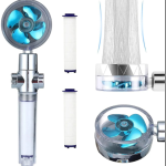 Shower Head 360 Degree Rotation Water Saving Flow Turbofan Hydraulic Injection High Pressure Sprayer Bathroom Accessories