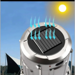 6in1 Portable Outdoor LED Camping Lantern With Fan Solar Charge Rechargeable Light Energy Saving Tent Lamp Flashlight