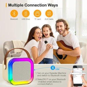 Mini Portable Karaoke Bluetooth Speaker with Dual Microphones