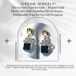 Sk-Jewellers Zircon Style Tops for Girls – Elegant Gold Color with Sparkling Zircon Stones – Fashionable Tops for Special Occasions