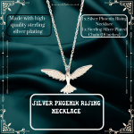 SK-Jewellers Silver Phoenix Rising Necklace – Sterling Silver Plated Pave CZ Bird Drop Pendant with Infinity Close – Symbol of Rebirth and Strength