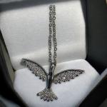 SK-Jewellers Silver Phoenix Rising Necklace – Sterling Silver Plated Pave CZ Bird Drop Pendant with Infinity Close – Symbol of Rebirth and Strength
