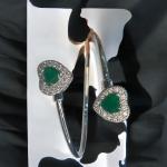 Sk-Jewellers Heart Zircon Cuff 925 Sterling Silver Bangle – Elegant Statement Bracelet with Sparkling Zircon Stones – Perfect for Weddings, Parties, and Special Occasions