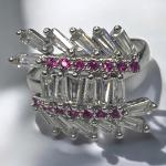 Sk-Jewellers Vintage Retro 2ct Ruby VS Cluster Cocktail Ring – White Gold Design, Sparkling Cluster, Multiple Color Options – Elegant Jewelry for Special Occasions
