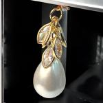 Sk-Jewellers Pearl Teardrop Earrings – Golden & Silver Wedding Pearls with Cubic Zirconia Leaves – Bridal Jewelry, Valentine’s Gift, Special Occasion Earrings